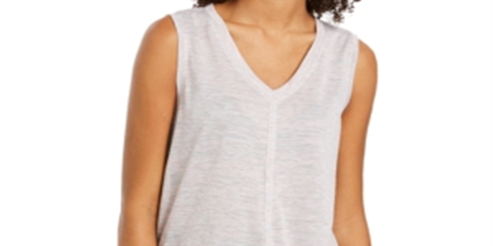 Regata feminina estilo &amp; co com decote em V alto e baixo, rosa, tamanho médio