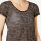 Blusa de malha feminina Ideology, decote alto e baixo, preta, tamanho grande