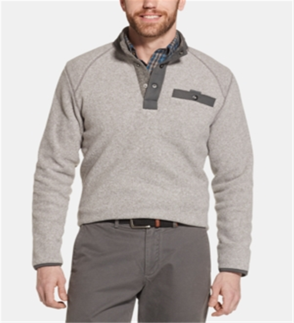 GH Bass &amp; Co - Arctic Fleece Snap Mock Gray Tamanho XX-Grande