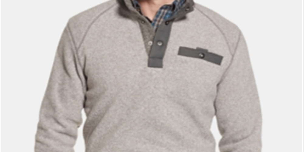 GH Bass &amp; Co - Arctic Fleece Snap Mock Gray Tamanho XX-Grande