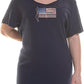 Camiseta feminina Karen Scott com estampa de bandeira, azul, tamanho pequeno GG