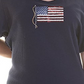 Camiseta feminina Karen Scott com estampa de bandeira, azul, tamanho pequeno GG