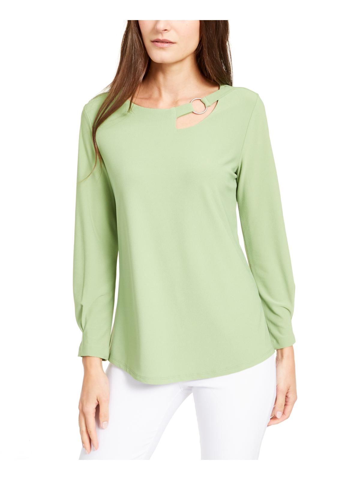 Top Alfani Feminino com Decote Recortado e Ferragens Verde Tamanho X-G
