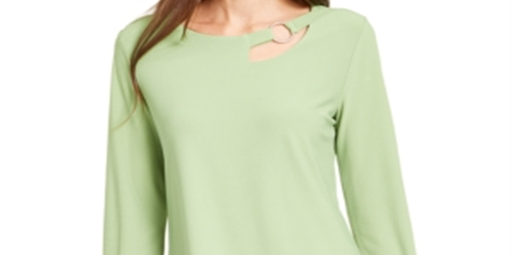 Top Alfani Feminino com Decote Recortado e Ferragens Verde Tamanho X-G