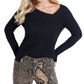 Blusa Guess Feminina Manga Longa Decote Assimétrico Preto Tamanho P