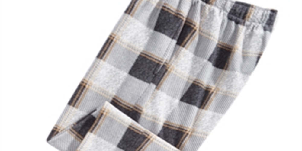 Calça de lã xadrez masculina Perry Ellis cinza tamanho grande