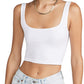 Top curto feminino Free People com decote redondo, branco, tamanho ML