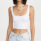 Top curto feminino Free People com decote redondo, branco, tamanho ML