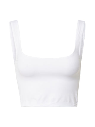 Top curto feminino Free People com decote redondo, branco, tamanho ML