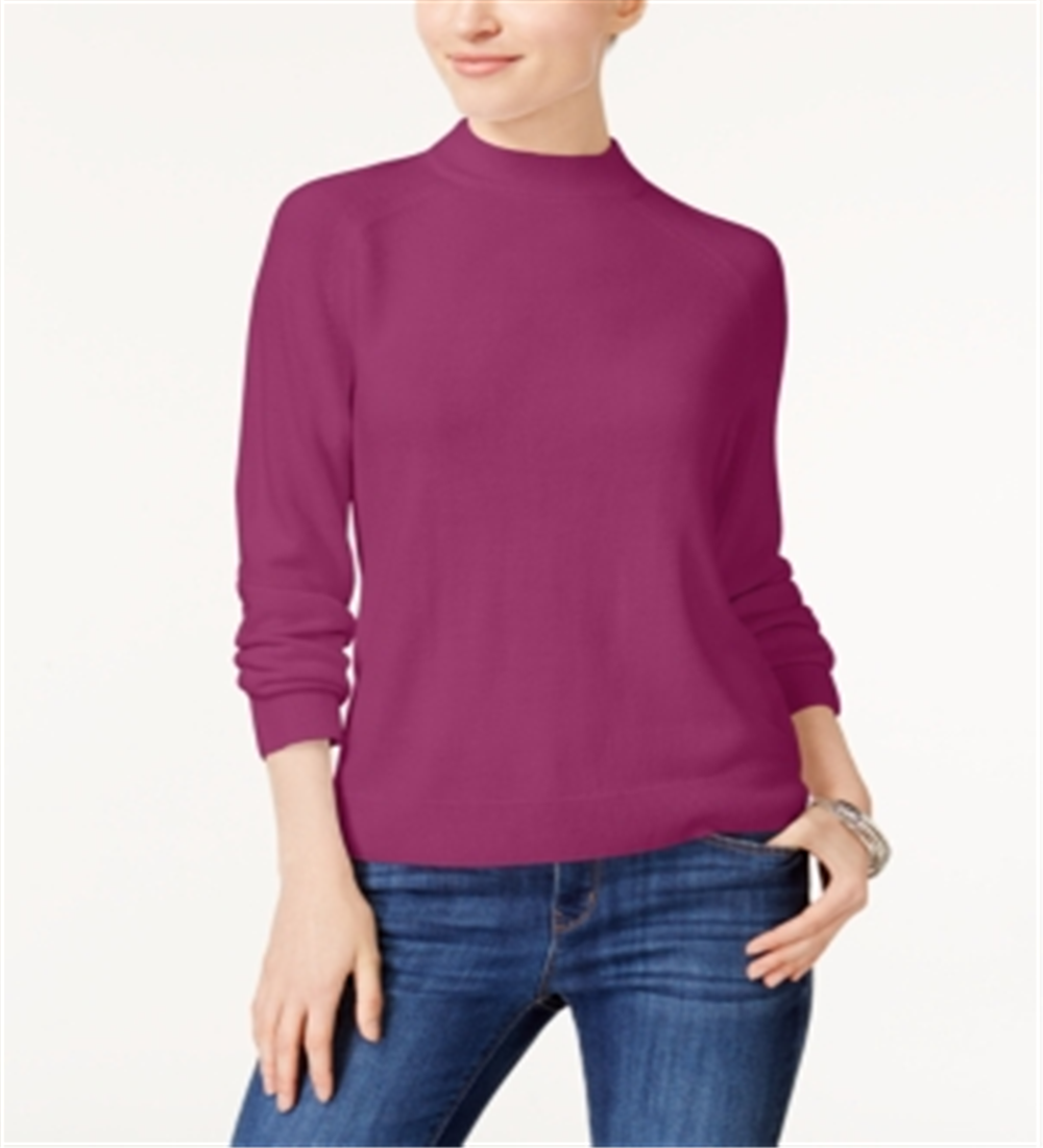 Karen Scott Suéter feminino de gola alta Petite - Roxo Framboesa Tamanho Petit M