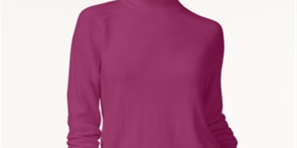 Karen Scott Suéter feminino de gola alta Petite - Roxo Framboesa Tamanho Petit M