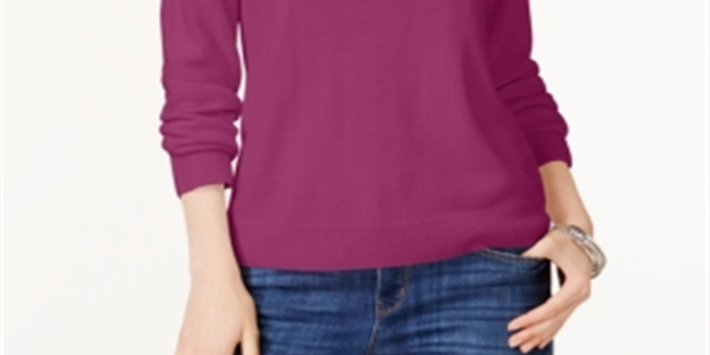 Karen Scott Suéter feminino de gola alta Petite - Roxo Framboesa Tamanho Petit M