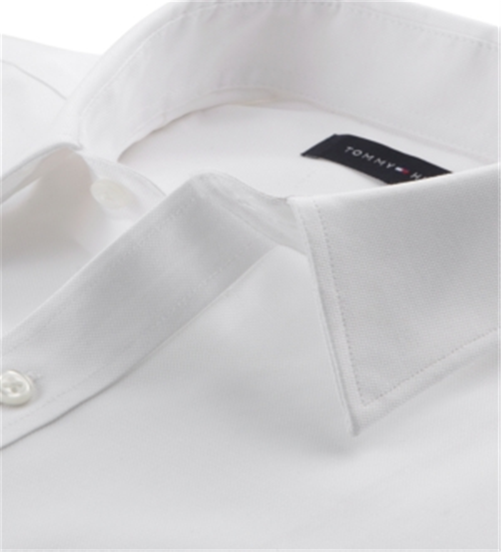 Camisa social masculina Tommy Hilfiger Athletic Fit Performance Stretch Th Flex Collar, branca, tamanho 32-33