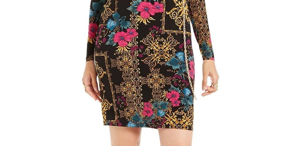 Vestido tubinho estampado Thalia Sodi feminino, preto, tamanho X-S