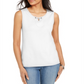 Regata feminina Karen Scott com acabamento em ilhós, branca, tamanho pequeno