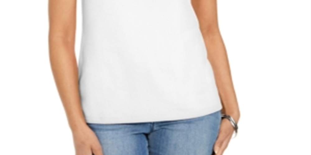 Regata feminina Karen Scott com acabamento em ilhós, branca, tamanho pequeno