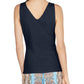 INC International Concepts Regata básica feminina sem mangas com decote em V, azul marinho, tamanho M