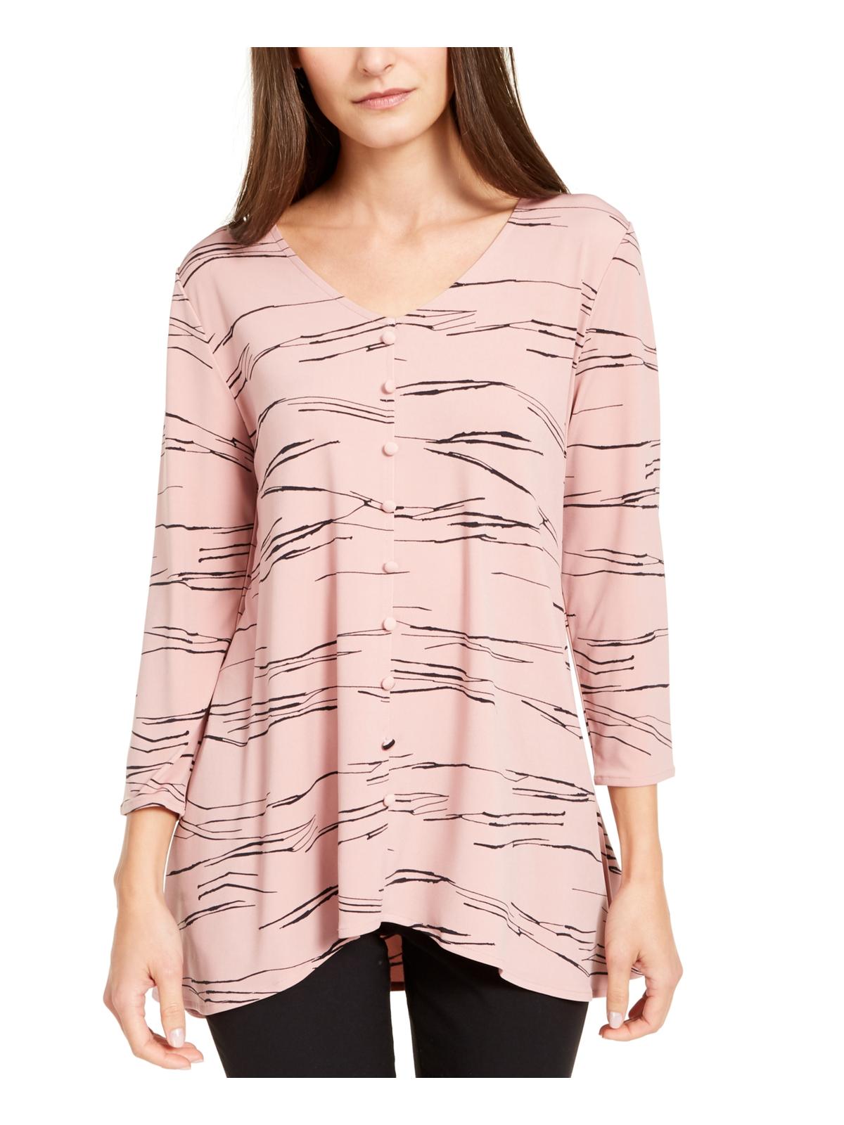 Blusa feminina Alfani com estampa decote em V, rosa, tamanho grande