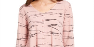 Blusa feminina Alfani com estampa decote em V, rosa, tamanho grande