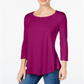 JM Collection Top feminino com decote redondo, roxo, tamanho pequeno