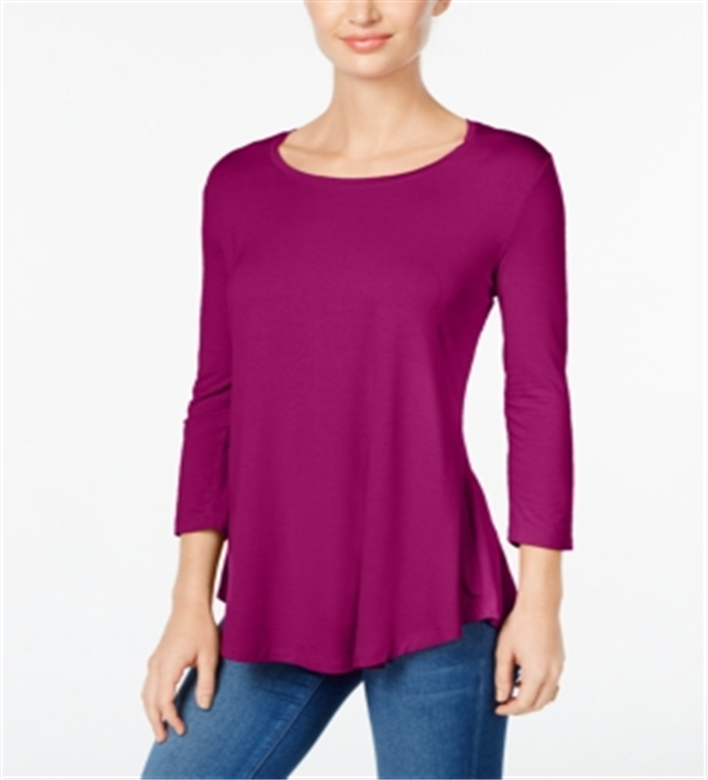 JM Collection Top feminino com decote redondo, roxo, tamanho pequeno