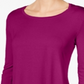 JM Collection Top feminino com decote redondo, roxo, tamanho pequeno
