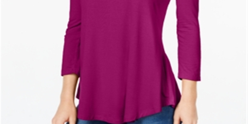 JM Collection Top feminino com decote redondo, roxo, tamanho pequeno