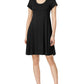 Vestido feminino estilo &amp; co de manga curta evasê - preto profundo, tamanho pequeno
