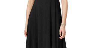 Vestido feminino estilo &amp; co de manga curta evasê - preto profundo, tamanho pequeno