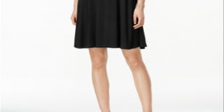 Vestido feminino estilo &amp; co de manga curta evasê - preto profundo, tamanho pequeno