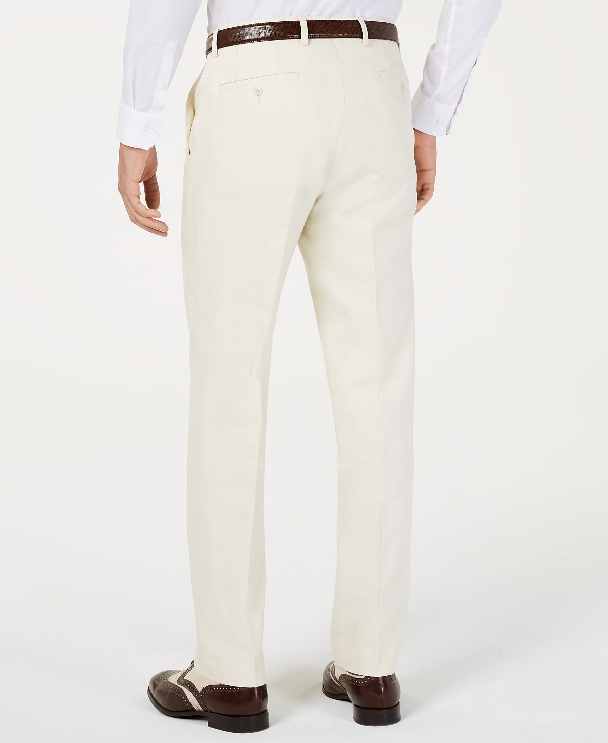 Calça de terno masculina Sean John Classic Fit Off White lisa, tamanho 42X30