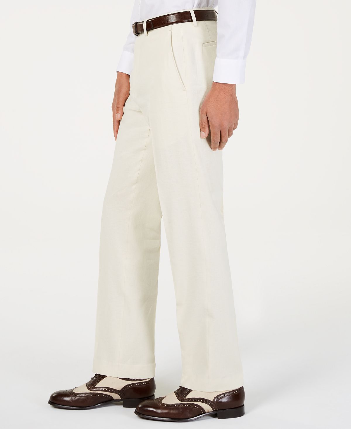 Calça de terno masculina Sean John Classic Fit Off White lisa, tamanho 42X30