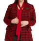 Blazer pied-de-poule feminino Bar III para usar no trabalho, jaqueta vermelha, tamanho 22W