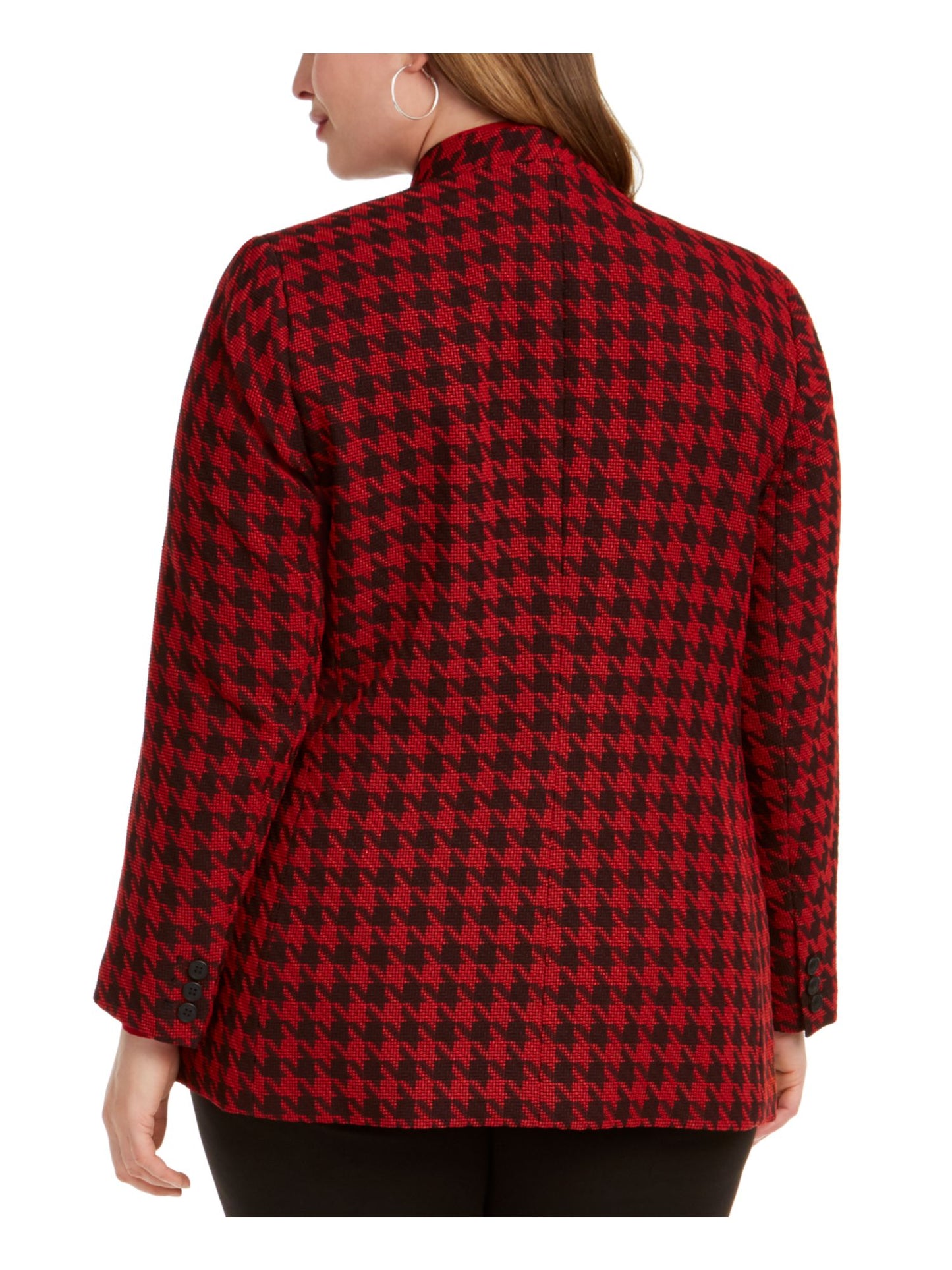 Blazer pied-de-poule feminino Bar III para usar no trabalho, jaqueta vermelha, tamanho 22W