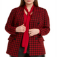 Blazer pied-de-poule feminino Bar III para usar no trabalho, jaqueta vermelha, tamanho 22W