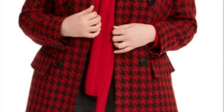 Blazer pied-de-poule feminino Bar III para usar no trabalho, jaqueta vermelha, tamanho 22W