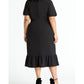 Vestido feminino RACHEL ROY com babados, manga curta, decote em V, comprimento médio, estilo envelope falso, para usar no trabalho, preto, tamanho 22W