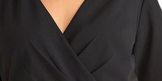 Vestido feminino RACHEL ROY com babados, manga curta, decote em V, comprimento médio, estilo envelope falso, para usar no trabalho, preto, tamanho 22W