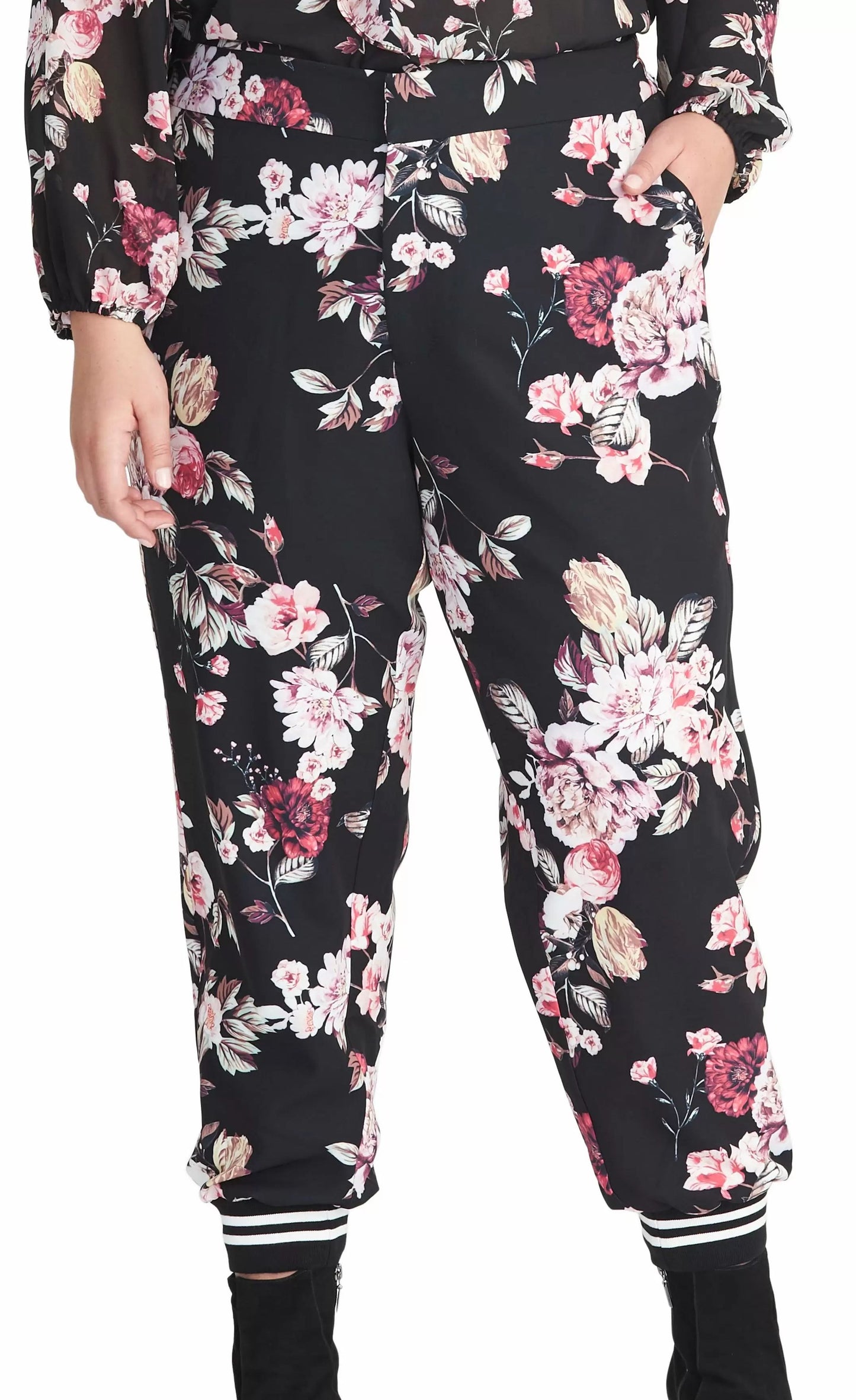 RACHEL Rachel Roy Feminino Trendy Plus Size Eden Floral-P Preto Combinado Tamanho 3X