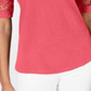 Top feminino Charter Club com acabamento em renda, vermelho, tamanho 2XL