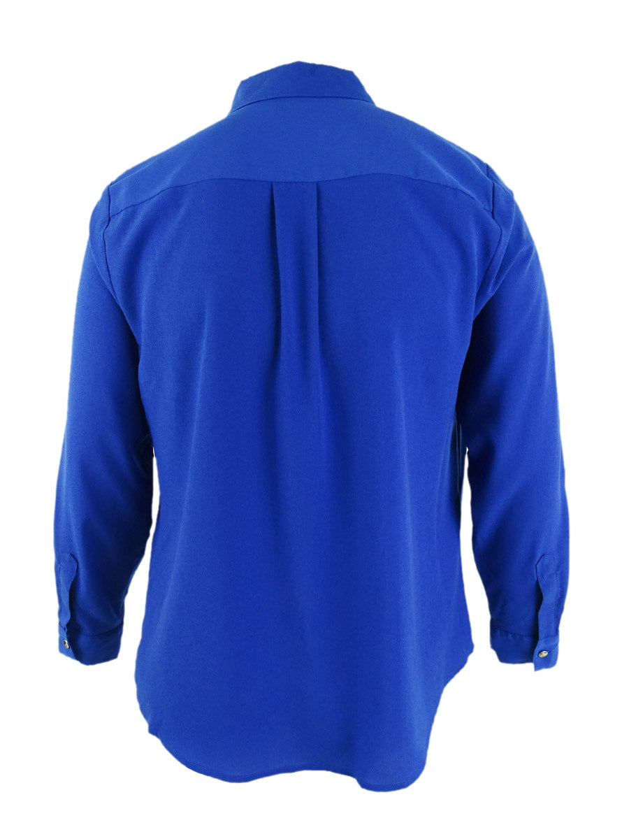 Camisa feminina Charter Club com botões frontais, azul, tamanho 2XL