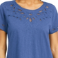 Camiseta feminina de algodão com recorte Charter Club, azul, tamanho 2XL