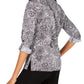 Camisa utilitária estampada feminina NY Collection, preta, tamanho pequeno grande