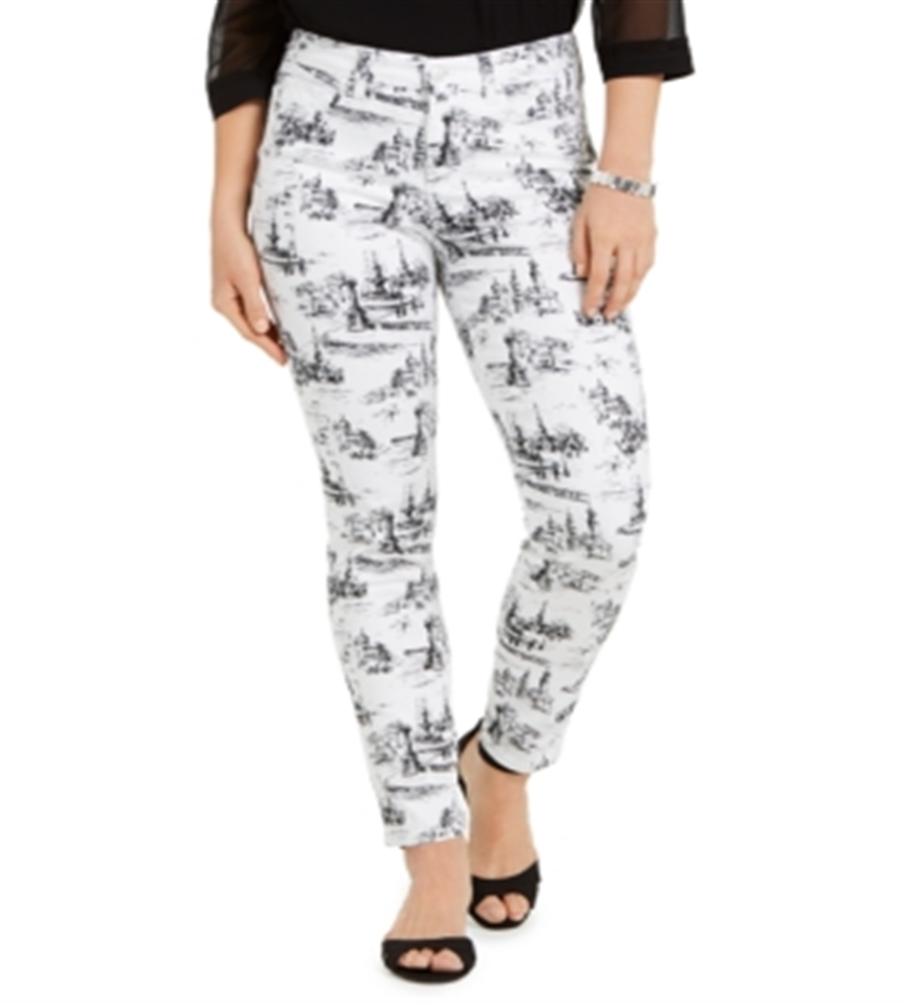 Calça jeans skinny estampada feminina Charter Club, branca, tamanho 6