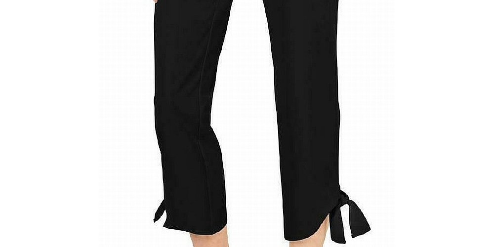 Calça Alfani Feminina com Amarração Lateral no Tornozelo, Preta, Tamanho P