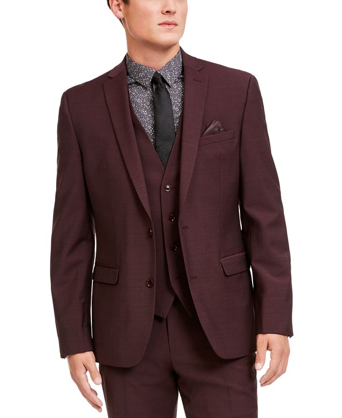 Bar III Jaqueta Masculina Slim Fit Active Stretch Solid Vermelha Tamanho 38