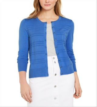 Cardigan texturizado feminino Charter Club azul tamanho médio