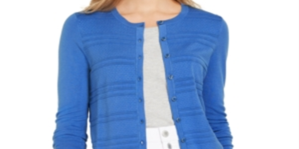 Cardigan texturizado feminino Charter Club azul tamanho médio