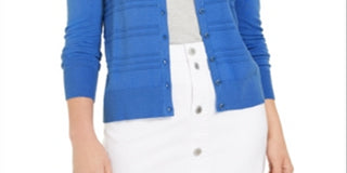 Cardigan texturizado feminino Charter Club azul tamanho médio
