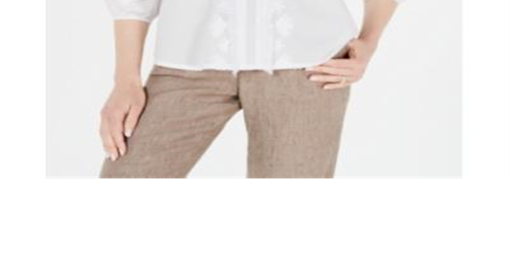 Top feminino bordado com franjas Charter Club, branco, tamanho grande